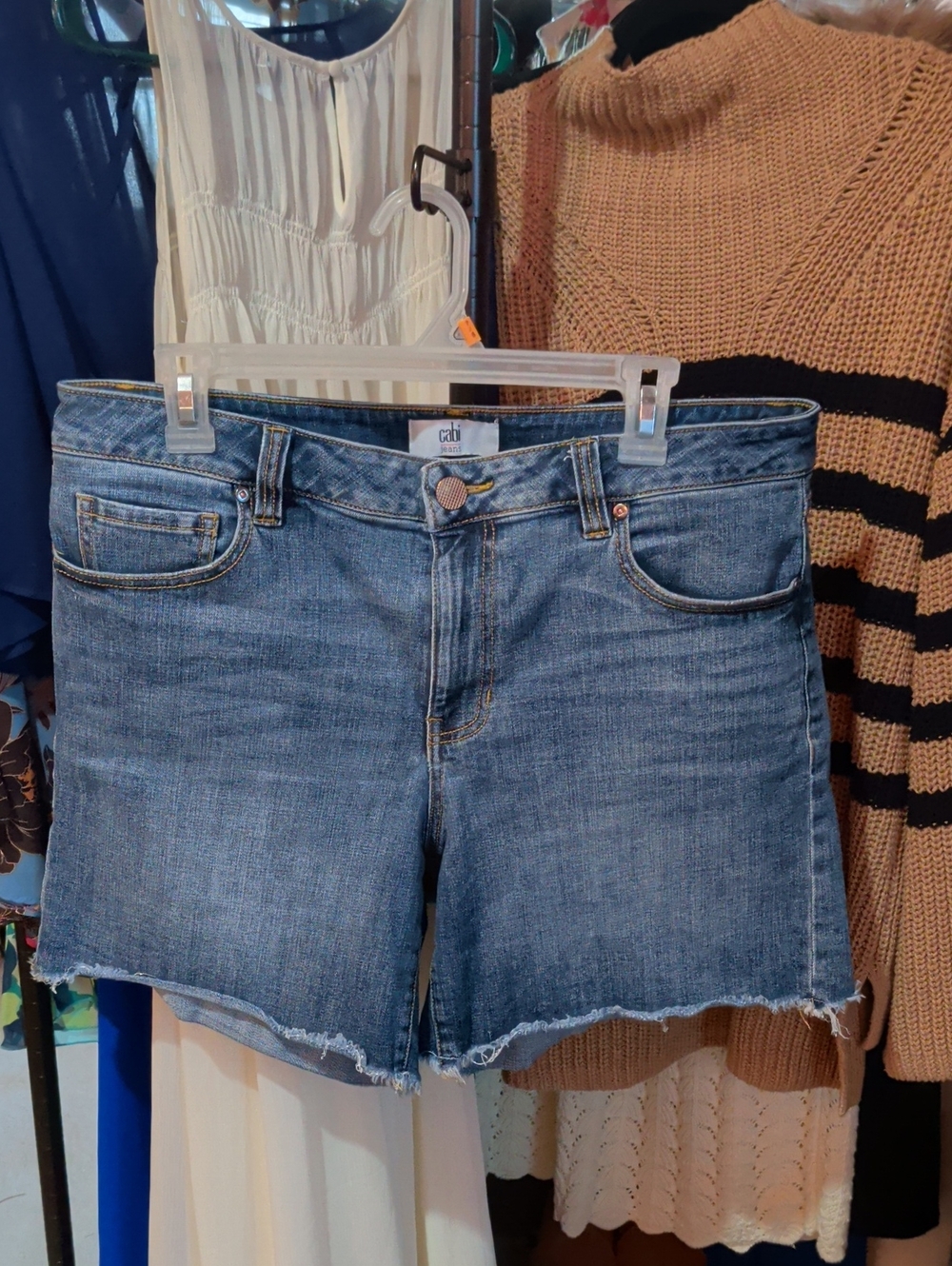 CAbi Medium Blue Denim Cutoff Shorts